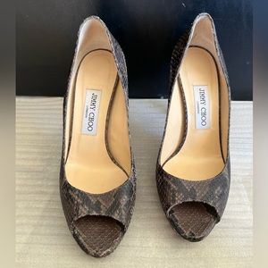 Jimmy Choo python prep toe heels size 38 1/2